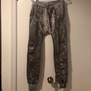 Grey animal velvet pants